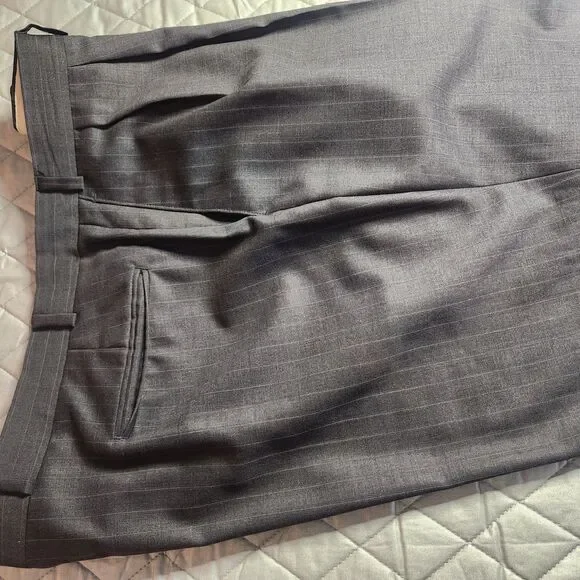 Vtg Lauren Ralph Lauren Charcoal Subtle Pinstripe Wool Suit 46L & Pants 40x31